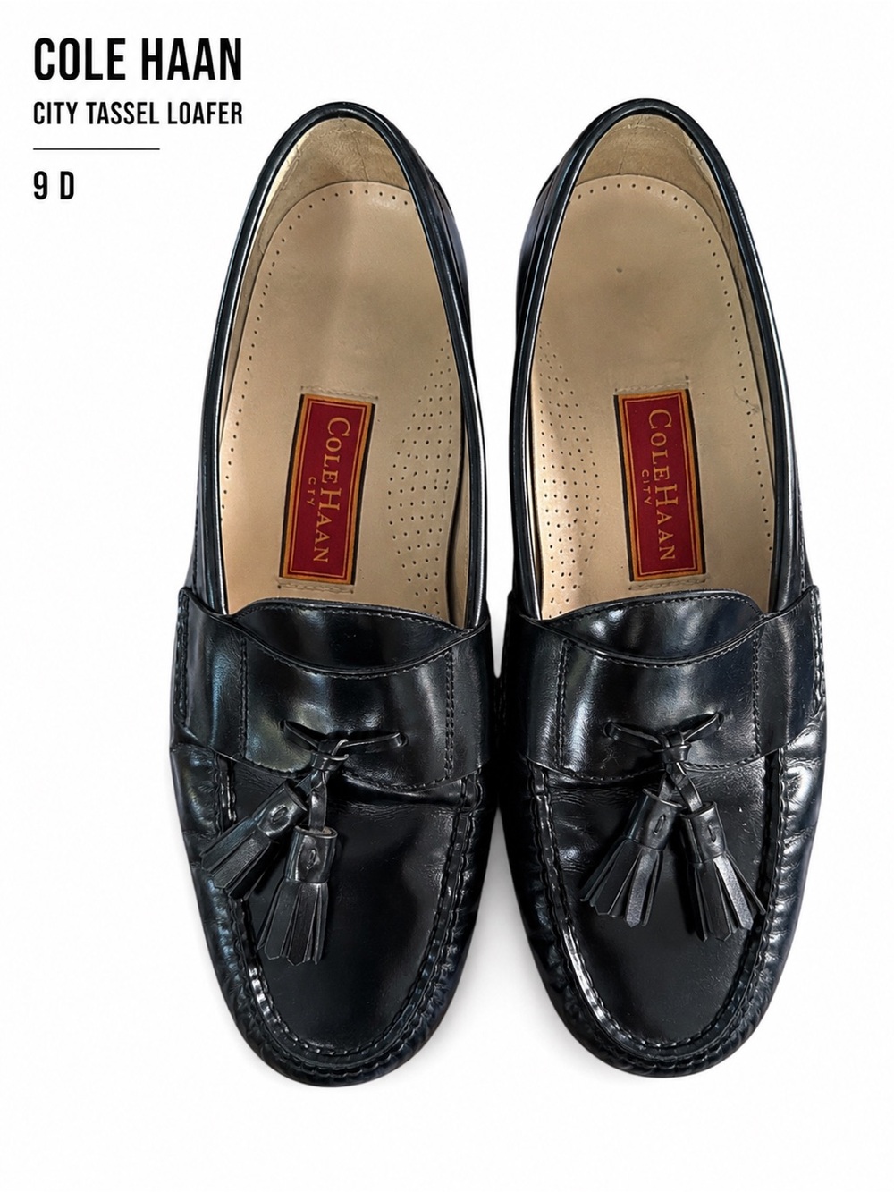 Cole Haan City Tassel Loafers Black Leather Dress Shoes Men’s 9D